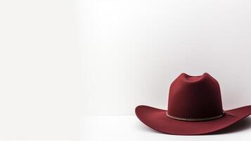 ai genererad Foto av vinröd cowboy hatt isolerat på vit bakgrund. ai genererad