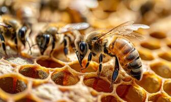ai genererad bin är arbetssätt på vaxkaka foto