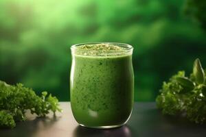 ai genererad en glas av vegetabiliska smoothie foto