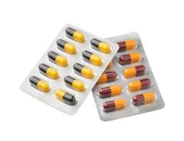 uppsättning piller i en folieblisterförpackning foto