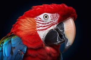 ai genererad porträtt av en flerfärgad papegoja. foto