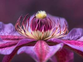 ai genererad detaljerad närbild av lila clematis blomma foto