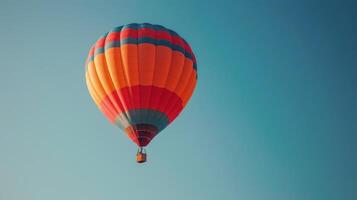 ai genererad varm luft ballong stigande i blå himmel foto