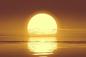 ai genererad abstrakt orange Sol över de horisont med fredlig reflektioner foto