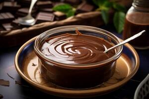 ai genererad sammetslen choklad pudding. generera ai foto
