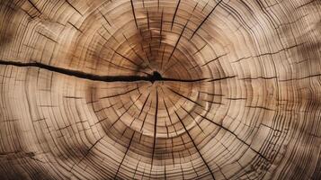 ai genererad tvärsnitt textur av trä trunk foto