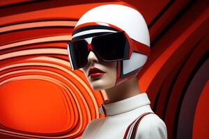 ai genererad inspirerande kvinna modell futurism färgrik stil. generera ai foto