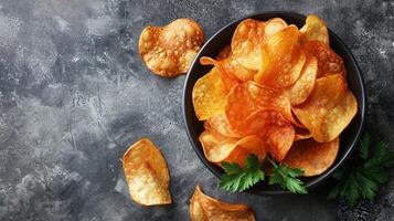 ai genererad skål av potatis pommes frites med ketchup foto