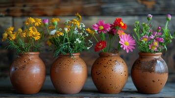 ai genererad tre ägg med blommor foto