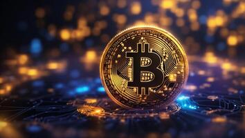 ai genererad kryptovaluta bitcoin digital pengar gyllene mynt teknologi företag begrepp kryptovaluta bitcoin foto