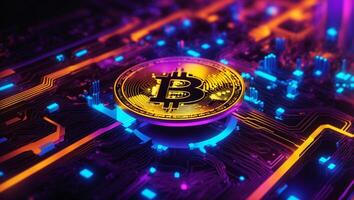 ai genererad bitcoin kryptovaluta digital pengar gyllene mynt teknologi begrepp kryptovaluta bitcoin foto