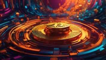 ai genererad kryptovaluta bitcoin digital pengar gyllene mynt teknologi företag begrepp kryptovaluta bitcoin foto