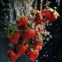 ai genererad en knippa av mogen jordgubbar foto