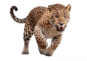 ai genererad jaguar panthera onca isolerat på vit bakgrund.generativ ai foto