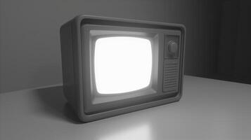 ai genererad årgång tv med tom skärm på mörk bakgrund foto