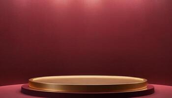 ai genererad abstrakt guld podium produkt med rödbrun Färg lyx bakgrund foto