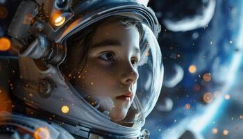 ai genererad ung astronautens undra Plats äventyr fantasi foto