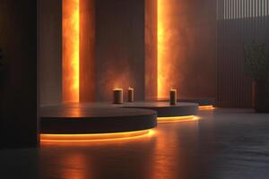 ai genererad en elegant podium med minimalistisk estetik foto