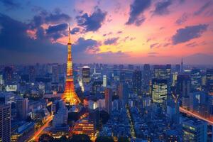 ai genererad stad horisont av tokyo foto