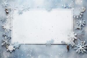 ai genererad attrapp av en med vintertema scrapbooking layout med snöflingor, klistermärken, och fotografier. generativ ai foto