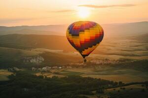 ai genererad pittoresk luft ballong flyga bakgrund. generera ai foto