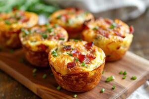 ai genererad bakad bacon ägg muffins. generera ai foto