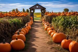 ai genererad pumpa lappa med rum för din halloween. generativ ai foto