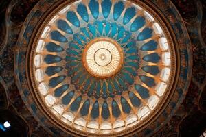 ai genererad en moskéer kupol med invecklad eid dekorationer. generativ ai foto