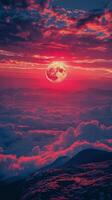 ai genererad vibrerande solnedgång med moln foto
