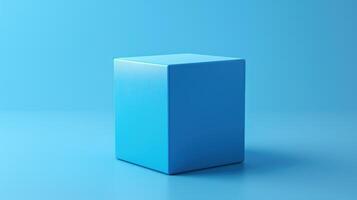 ai genererad abstrakt 3d framställa av en blå kub på en blå bakgrund foto