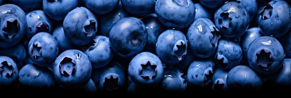 ai genererad härlig blåbär bakgrund. idealisk för mat bloggar, webb mönster, och social media befordran foto
