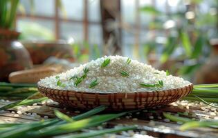 ai genererad jasmin ris är populär och friska thai mat foto