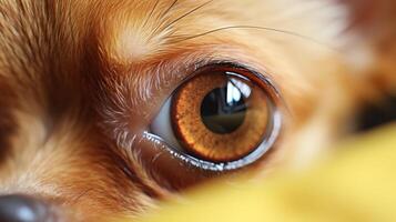 ai genererad närbild makro fotografi porträtt av skön och fantastisk hundar ögon i hög upplösning foto
