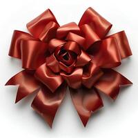ai genererad röd rosett isolerat på vit bakgrund med skugga. röd gåva rosett isolerat. band för gåvor och presenterar foto