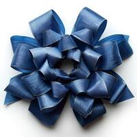 ai genererad blå rosett isolerat på vit bakgrund med skugga. blå gåva rosett isolerat. band för gåvor och presenterar foto