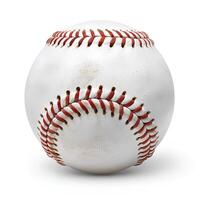 ai genererad baseboll isolerat på vit bakgrund med skugga. baseboll boll isolerat. boll för baseboll. utomhus- aktivitet foto