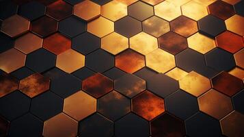 ai genererad metall texturerad hexagoner bakgrund foto