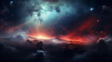 ai genererad nebulosa natt himmel bakgrund foto