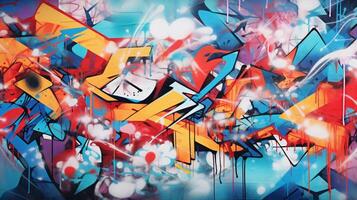 ai genererad pastell collage av graffiti konst element bakgrund foto