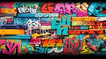 ai genererad pastell collage av graffiti konst element bakgrund foto