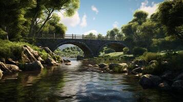 ai genererad perfekt för bro och vatten korsning tema design foto