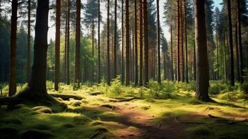 ai genererad tall skog bakgrund foto