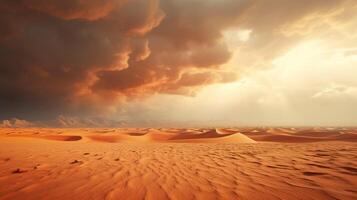 ai genererad regnig öken- sandstrand bakgrund foto