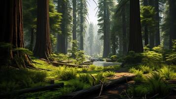 ai genererad redwood bakgrund foto