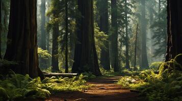 ai genererad redwood bakgrund foto