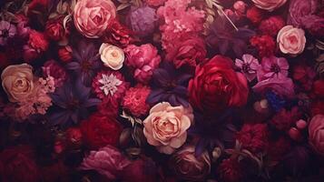 ai genererad romantisk blommig bakgrund foto