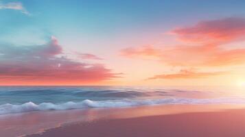 ai genererad sandig strand solnedgång lutning bakgrund foto