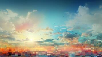 ai genererad himmel med abstrakt collage bakgrund foto