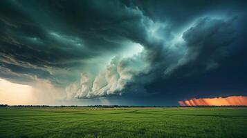 ai genererad himmel med storm moln bakgrund foto