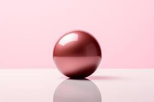 ai genererad minimalistisk choklad boll på rosa bakgrund, barbiecore foto